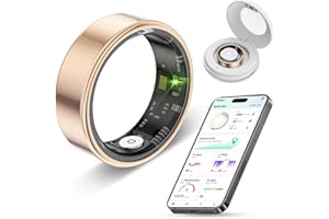VNEXFU 2025 New Smart Ring Health Tracker for Men Women - IP68 Waterproof Fitness Ring with Sleep Tracker/Heart Rate/Blood Oxygen/Steps/Distance/Calories, Air Shutter, Charging case Up to 7-Day