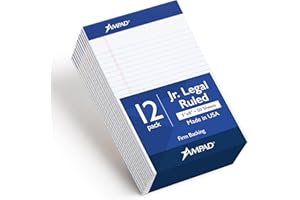Ampad Legal Pads, 5 x 8 Inch, Jr. Legal Ruled, White Paper, 50 Sheets per Pad, 12-Pack, Perforated Pages, Compact Writing Pad