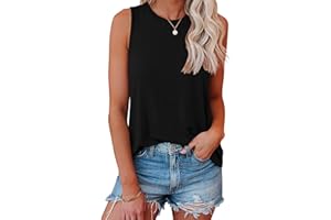 Smile Fish Women Crewneck Flowy Loose Fit Tank Top Sleeveless Summer Tops Shirts