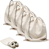 LAKE OF FIRE 4-Piece Travel Shoe Bags for Packing, 17.7" x 13.8" Dustproof Shoe Bags - Flannel Shoe Pouch with Drawstring Closure,Washable & Reusable(Beige)