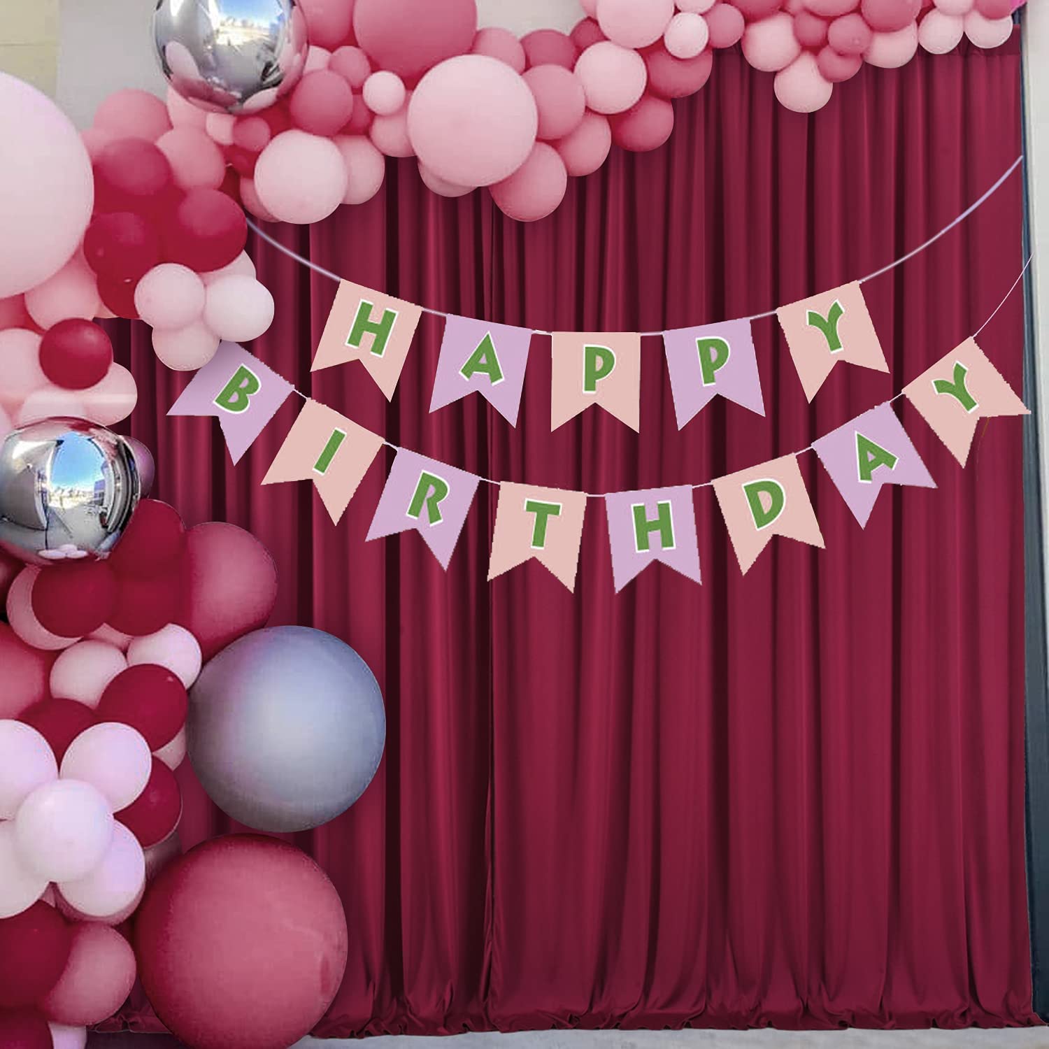 AK TRADING CO. 10 feet x 10 feet Polyester Backdrop Drapes Curtains Panels with Rod Pockets - Wedding Ceremony Party Home Window Decorations - Burgundy (DRAPE-5x10-BURGUNDY)