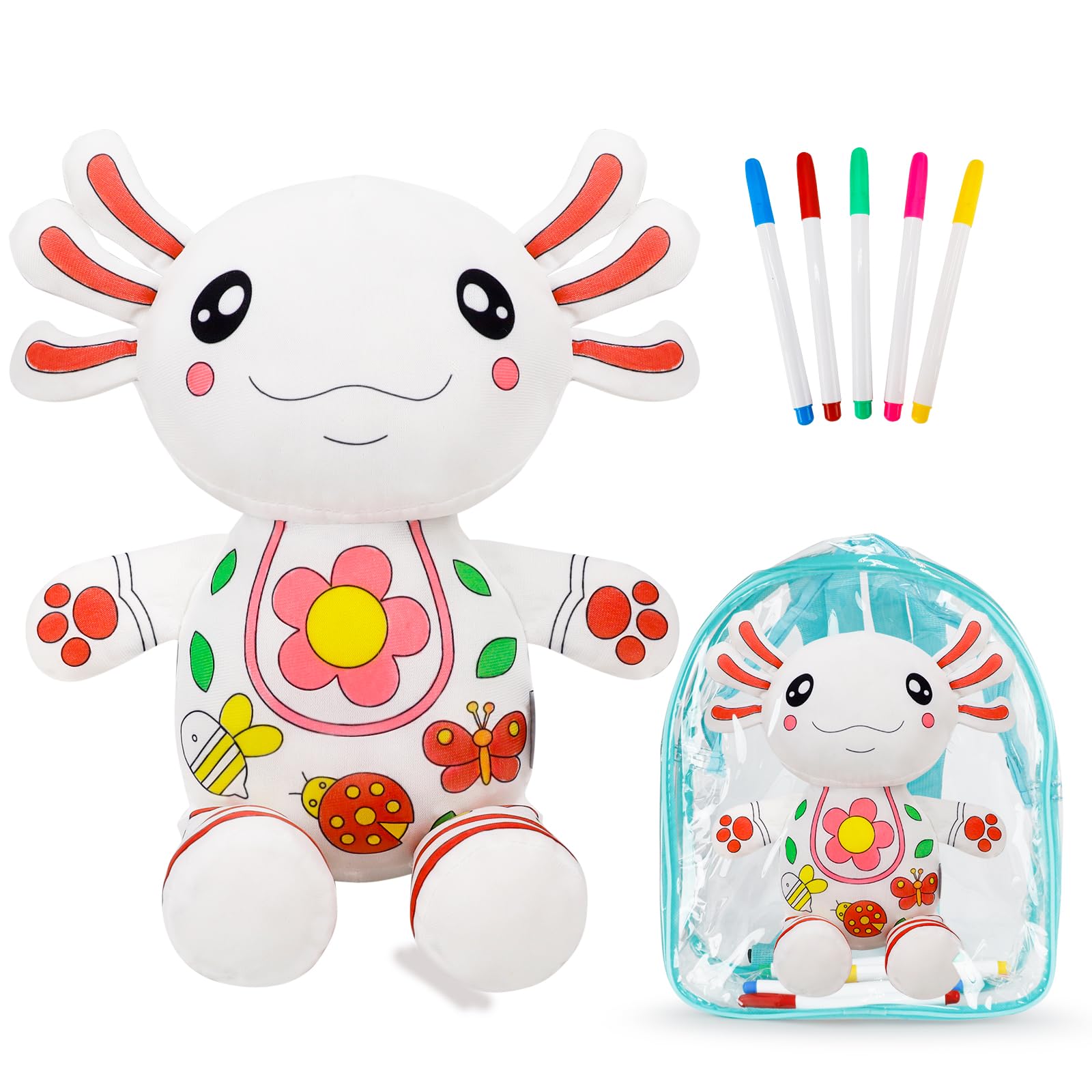 Photo 1 of IFOYO Coloring Plush Toy with 5 Washable Markers, Creative Salamander Airbrush Plush, Cute Stuffed Animal Doll for Ages 4-6, Surprise Kids Toy for Nursery Decor, Travel, Playtime, Birthday Gift