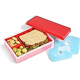 Collection Fit + Fresh Multi-Flex Bento Box with 2 Removeable Ice Packs, Adjustable Divided Meal Carrier Lunch Container, BPA-Free, 9.5" x 6" x 2.25", Red, Standard