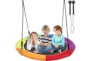 POPOHOSER 40" Saucer Tree Swing with Hanging Straps, 900D Oxford Waterproof Flying Saucer Swing for Kids Adults- 700lbs Weight Capacity, with Adjustable Ropes for Outdoor Indoor Backyard Playground