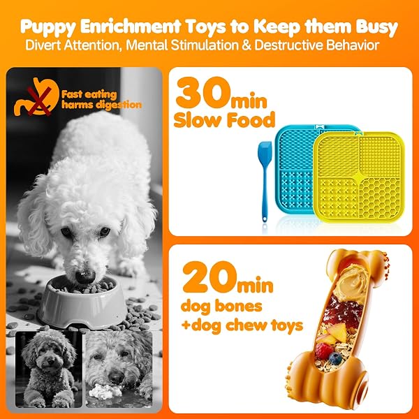DEPURE DOG ENRICHMENT TOYS 4 PACK – DOG TOYS TO KEEP THEM BUSY, LICK MAT & BOWL WITH PEANUT BUTTER,FROZEN TREAT PUZZLE DISPENSER FOR ANXIETY RELIEF, REDUCE BOREDOM, PERFECT FOR BATHING GROOMING