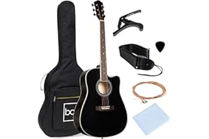Best Choice Products 41in Beginner Acoustic Guitar Full Size All Wood Cutaway Guitar Starter Set Bundle with Case, Strap, Cap