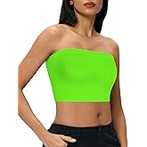 Tube Tops for Women Summer Crop Top Basic Casual Bandeau Going Out Strapless Short Shirt