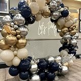 Netnology Navy Blue Gold Silver Balloon Arch Kit 151pcs Party Decor view 9
