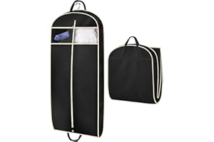 MISSLO 43" Gusseted Travel Garment Bag with Accessories Zipper Pocket Breathable Suit Garment Cover for Shirts Dresses Coats, Black