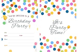 30 Pack Birthday Party Invitation Cards, Perfect for Kids, Adults, and All Celebrations,4.72 x 6.69 Inches (Polka Dots)
