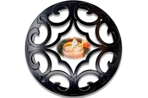 Hion Scented Candle Topper Cover to Burn Evenly, Decorative Candle Jars Accessories Gifts for Women, Elegant Carved Lids Shades(Space Black)