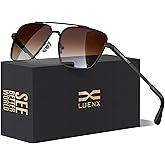 LUENX Mens Women Polarized Sunglasses Aviator, Square Polygon Lens Driving UV 400 Protection With Accessories 58mm Small