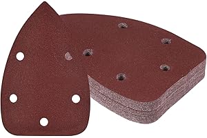 Kozelo 25pcs Mouse Sander Detail Sandpaper - [180 Grit, 3.5" x 5.5"] Triangle Hook and Loop Assorted Sanding Pads Sheet for W