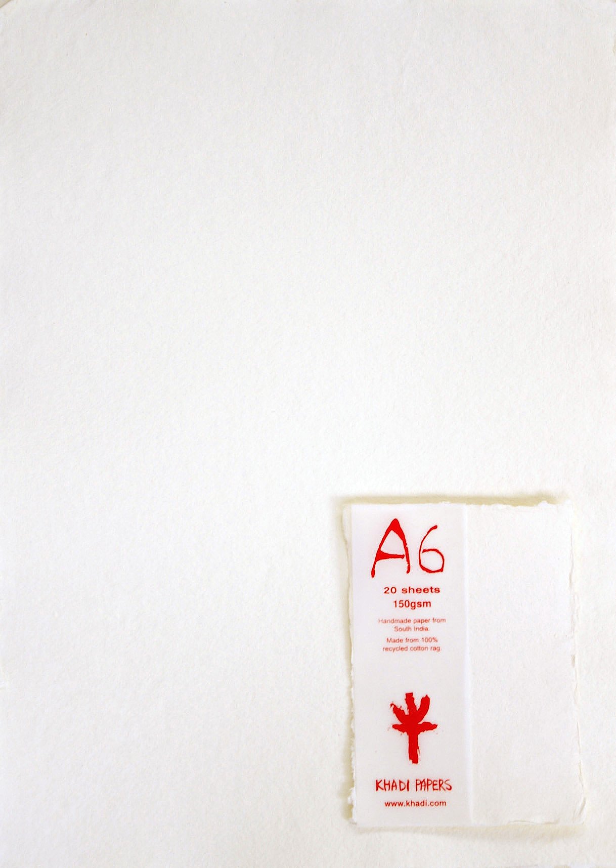 KHADI HANDMADE RAG PAPER Pack of 20 - 150gsm - A6