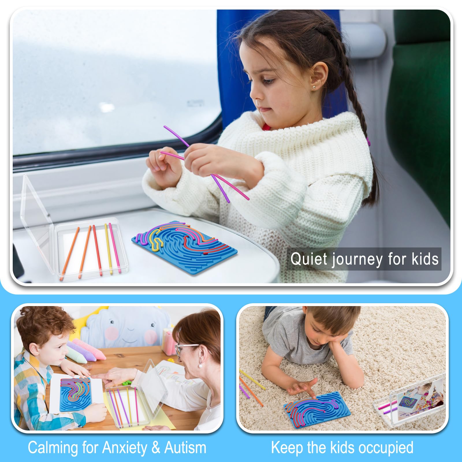 Sensory Fidget Toys for Kids Toddler Boys ,Sensory Activity Board for Stress Anxiety Autistic ADHD, Calm Down Travel Airplane Essentials Toys for 3+ Year Old, Stuffers Gifts for Teen Girls