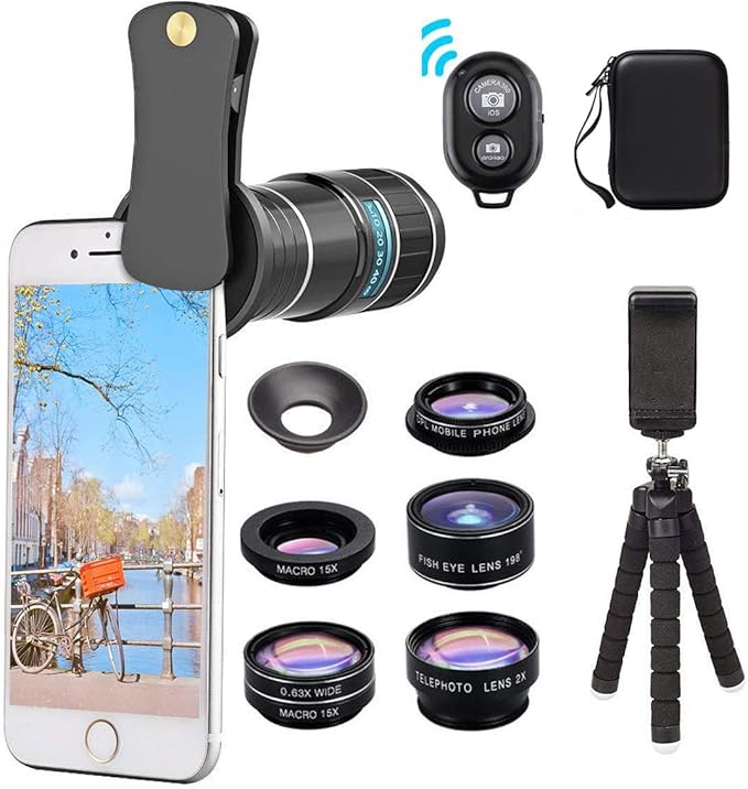 4 en 1 pince sur téléphone portable externe grand Angle Fisheye caméra