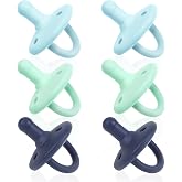 Sweet Child Pacifiers 0-18 Months, Set of 6 Ultra-Light Silicone Binkies with Collapsible Handle &amp; 3 Air Holes for Added Safety, Best Newborn Pacifiers for Baby Boys Or Girls