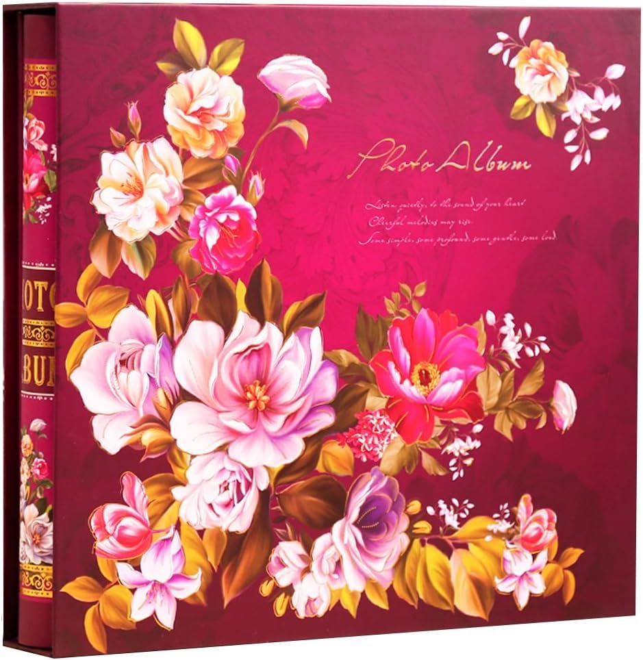 Photo Albums TYJY- Insert, Special Cardboard Cover（Flower Pattern）, White Pellet Core, to Accommodate 800 Photos, 5 Inches, 7 Inches Mixed (Color : Purple)