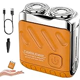 Mini Electric Shaver, Portable Rotary Dual Ring Electric Shaver, Mini Shavers for Men, USB Rechargeable One Button Long Lasting for Home Travel Business, Orange