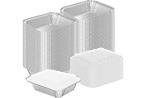 WANBAO 50 PACK 8.3"x6.2" Disposable Tin Foil Pans with Plastic Lids 2.25LB Aluminum Foil Food Containers for Cooking, Baking, Catering Party Meal Prep, Take Out, Freeze, Food Storage