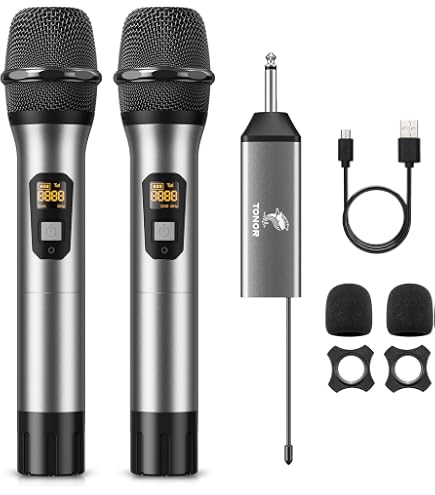 TONOR Wireless Microphones, UHF Dual Karaoke Mic with Rechargeable