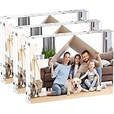 HEYUESHENG Acrylic 4x6 Picture Frame, 3 Pack Clear Magnetic Picture Frames, Double Sided 4 x 6 Photo Frame,Frameless Postcard Frame, Desk Picture Frames for Office