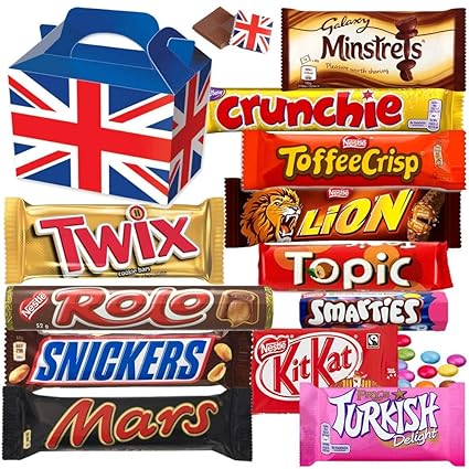 Amazon Com British Favourite Chocolate Bar Gift Box 12 Full
