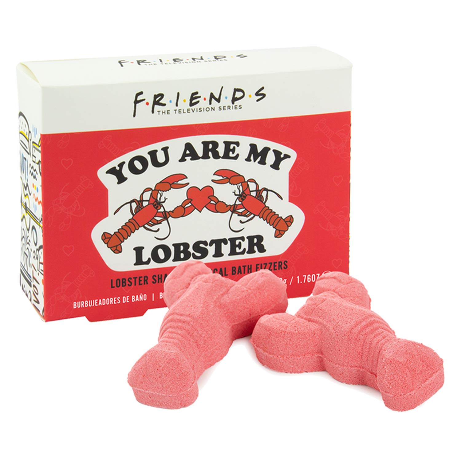 Paladone FRIENDS TV Show Lobster Bath Fizzers - Two 50g You Are My Lobster Tropical Bath Fizzies, pink