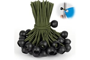 KINZOMOR Bungee Cords with Balls 12 Inch,50 PCS Bungee Ball Cords Heavy Duty Tie Down Strap Cord for Camping, Shelter,Gazebo,Projector Screen,Tent Poles with UV Resistant…