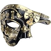 Lilwemen Steampunk Metal Cyborg Venetian Masquerade Mask for Men - Cyberpunk Phantom of the Opera