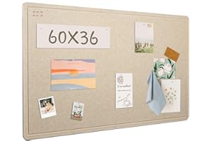 LIGHTOMORROW Large Bulletin Board, 60 x 36 inches Felt Board Decorative Pin Board, 5' x 3' Cork Board Alternative for Wall, Foldable Photo Board Notice Board Self-Adhesive Vision Board Mood Board with 20 Push Pins