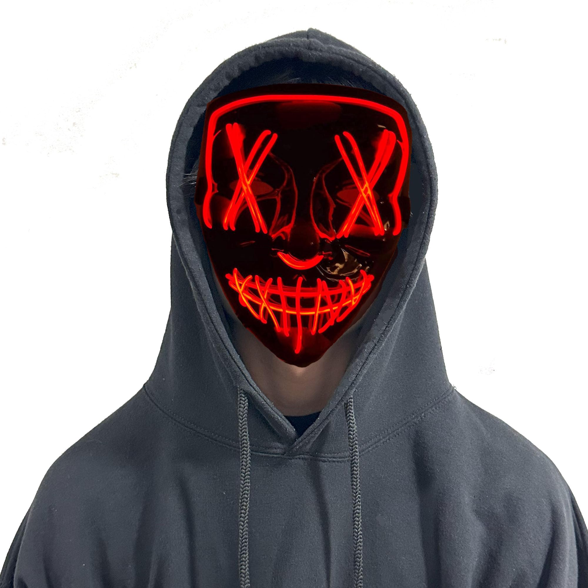 Stylex LED Halloween Mask Scary Light Up Mask Cosplay Fancy Dress Costume Carnival (Red Crosses)