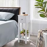 Yaheetech White Slim Bedside Table Set of 2 Narrow Nightstand with Drawers view 2