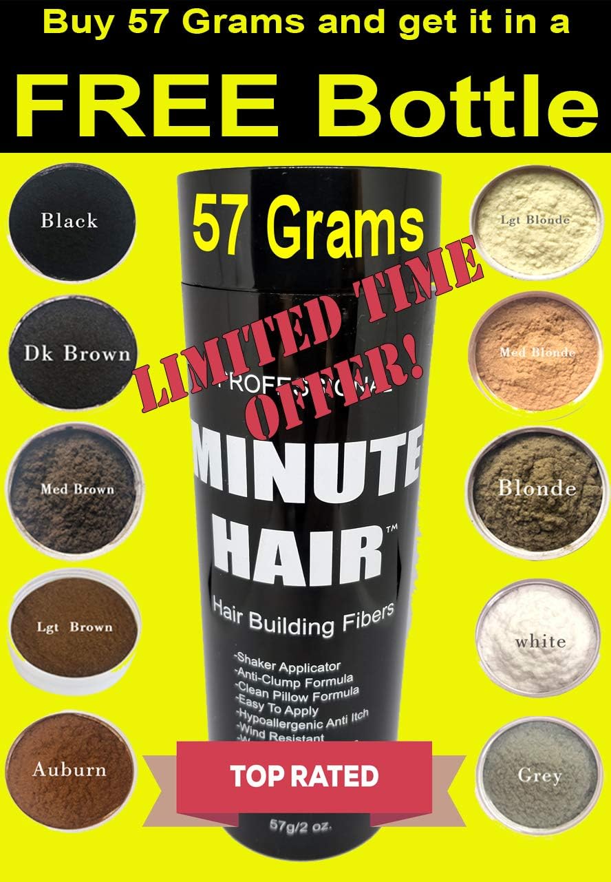 Biggie Sized 57 Gram Bottle Full Of Minute Hair Fibers. Hi Grade Hair Building Fibers. Gargantuan Amount of BLACK Fibers Inside A Compact Size Refillable Bottle. Choose Your Color.