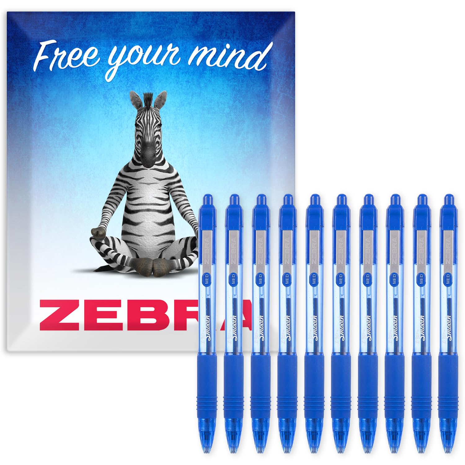 Zebra Z-Grip Smooth Ballpoint Pen - 1.0mm - Pack of 10 - in Zebra Envelope Gift Packaging (Blue) — image 1