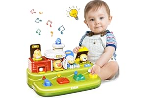 Jovow Interactive Pop Farm Animal up Toys, Montessori Cause and Effect Toys for 1 Year Old Boy Girl, Early Learning Toys with Music, STEM Toys Gifts for Infant Baby Toddler 18 Months