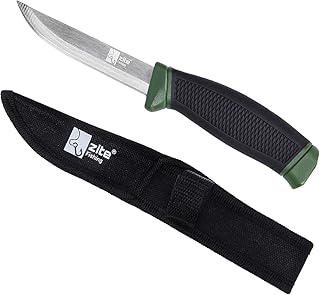 Zite Fishing Angel-Messer inklusive Nylon Gürtel-Messerscheide - Robuster Klassiker - Fischmesser mit Anti-Rutsch Griff