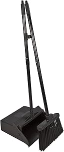 Carlisle 36141503 Duo-Pan Dustpan & Lobby Broom Combo, 3 Foot Overall Height, Black