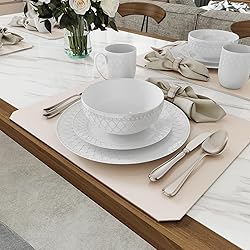 Yoshy 16-Piece White Embossed Mesh Bone China
