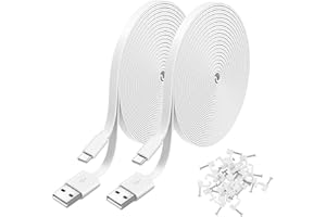 Uogw Type C Cable Compatible with Petcube Cam Indoor/Petcube Cam 360/TP-Link Tapo C120,Blink mini2,Blink Outdoor 4,USB to Type C Power Cord,10Ft Flat Power Extension Cable(2Pack,White)