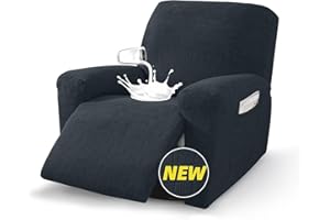 MAXIJIN Waterproof Recliner Chair Covers 3 Pieces Recliner Cover That Stay in Place, Washable Lazy Boy Recliner Slipcovers with Pockets Reclining Protector for Pet, Kids (Recliner, Dark Gray)