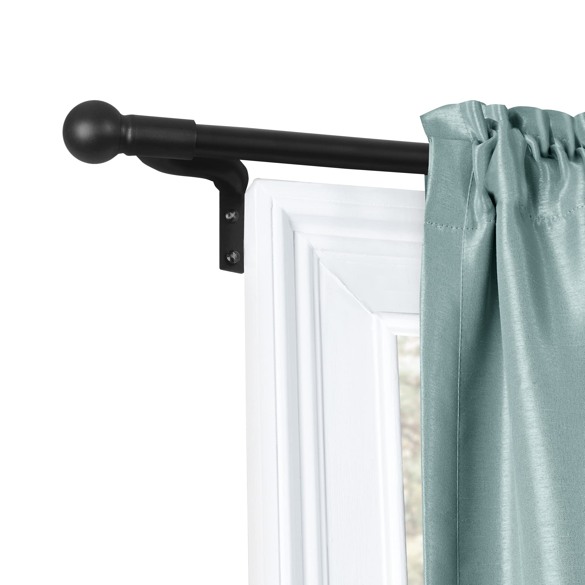 Zenna Home Easy Install Café Window Rod, Metal, Black, 18" to 48"