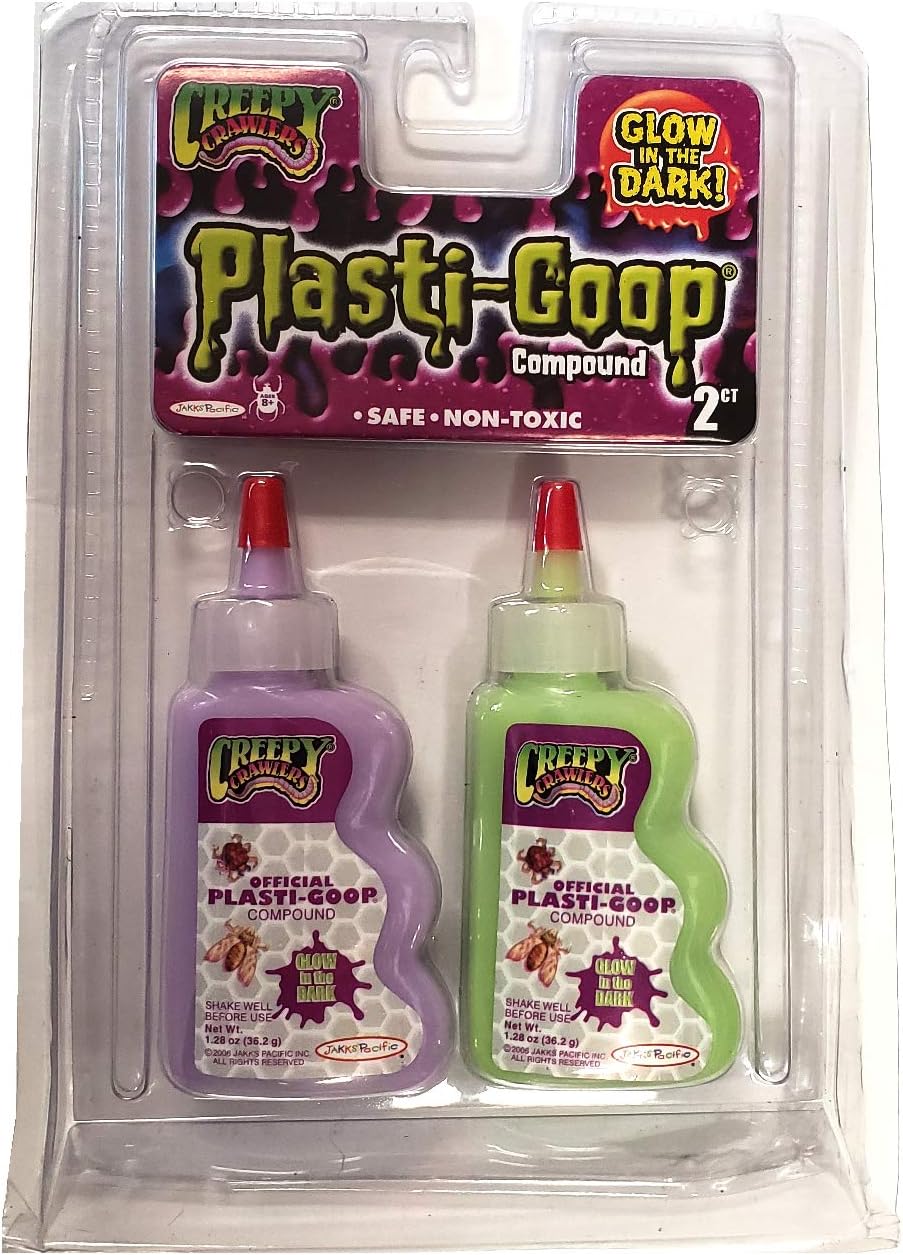 Creepy Crawlers - Official Glow-in-the-Dark Plastic-goop Compound 2-Pack (colors vary)