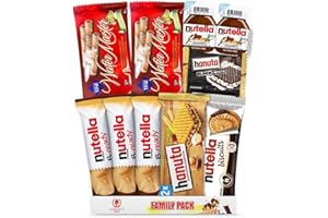CARIAN'S BISTRO Nutella Snack Pack, Chocolate Food Gift Basket Snack Gifts for Holiday, B-Ready, Biscuits, Hanuta, Roll Wafers, Chocolate Cream, Perfect Snacks for Kids and Adults, 10 pc.