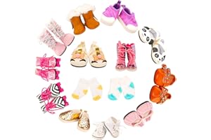 Barwa American Doll Accessories 5 Pairs of Shoes with 2 Pairs of Socks Compatible with American 18 Inch Girl Doll
