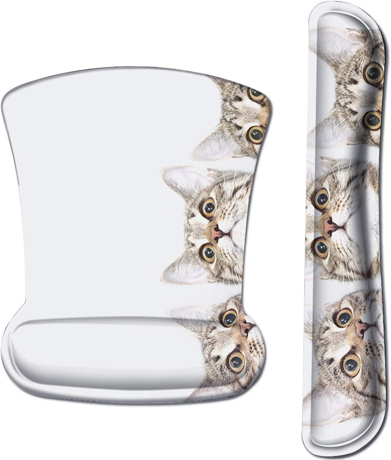 iLeadon Keyboard Wrist Rest Pad and Mouse Wrist Rest Support Mouse Pad Set, Non Slip Rubber Base Wrist Support with Ergonomic Raised Memory Foam for Easy Typing & Pain Relief, Cats