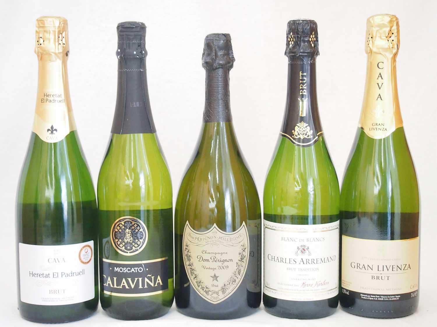 正規輸入品750ml 世界の厳選スパークリングワイン 辛口3本 甘口1本 白 B007pmmprc ドンペリ飲み比べ5本セット ドンペリニヨン シャンパン 新作からsaleアイテム等お得な商品満載