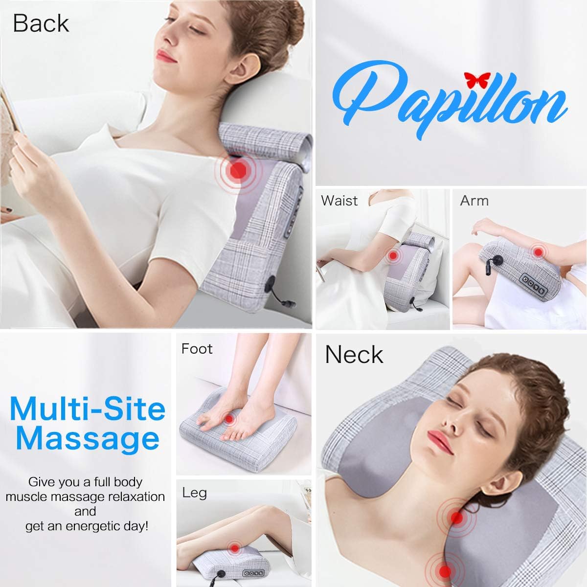 Neck Massager,Shiatsu Neck and Back Massager with Heat,Electric Back Massage Pillow with 16 Deep Tissue Massage Nodes for Back,Cervical,Shoulder,Foot,Body Muscle Pain Relief,Relaxation Christmas Gifts: Health & Personal Care