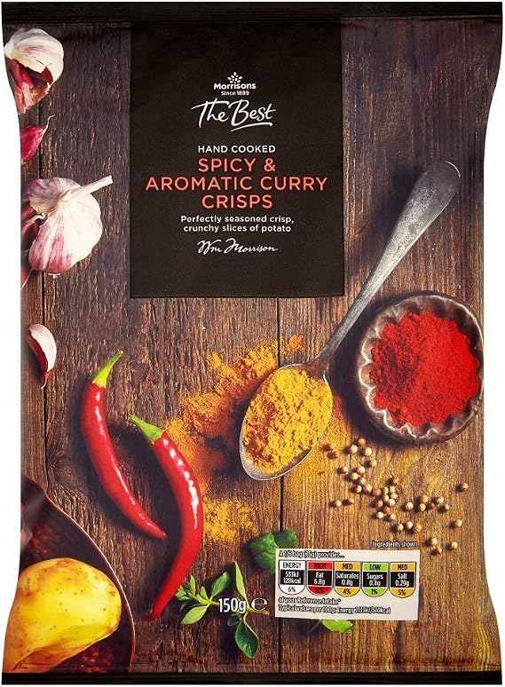Morrisons The Best Hand Cooked Spicy & Aromatic Curry Crisps, 150g