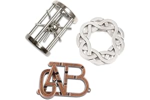 MHY Large Size Brain Teaser Puzzles,Metal Cast Puzzle Game Toys,3D Highly Difficult Adult Puzzles, IQ Educational Box for Teens (3 pcs)…